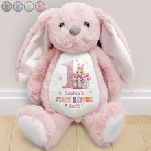 Load image into Gallery viewer, "Celebrate Her First Easter with Love" - Personalized Soft Toy Bunny - Gift for Baby Girls, Moms, and Grandmas Soft Toy Bunny PopCulturePrints