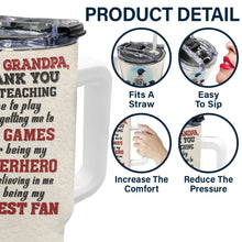 Load image into Gallery viewer, Dear Baseball Dad, Thank You for Teaching Me - Personalized 40oz Tumbler with Straw for Dads and Grandpas Tumbler PopCulturePrints