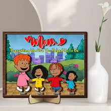 Load image into Gallery viewer, Personalized Family Print - Mom & Kids Holding Hands Wood Sign PopCulturePrints