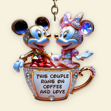 Load image into Gallery viewer, "This Couple Runs on Coffee and Love" - Personalized Mouse Couple Keychain for Couples Keychains PopCulturePrints