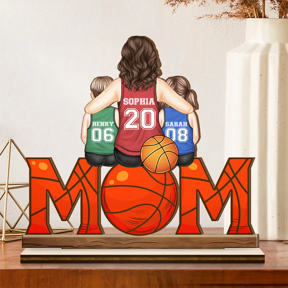 “Because Every Day is a Game Day” - Personalized Basketball Mom and Kids - Custom Shaped 2-Layered Wooden Plaque - Gift for Mom, Grandma, and Sports Lovers Wooden Plaque PopCulturePrints
