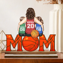Load image into Gallery viewer, “Because Every Day is a Game Day” - Personalized Basketball Mom and Kids - Custom Shaped 2-Layered Wooden Plaque - Gift for Mom, Grandma, and Sports Lovers Wooden Plaque PopCulturePrints