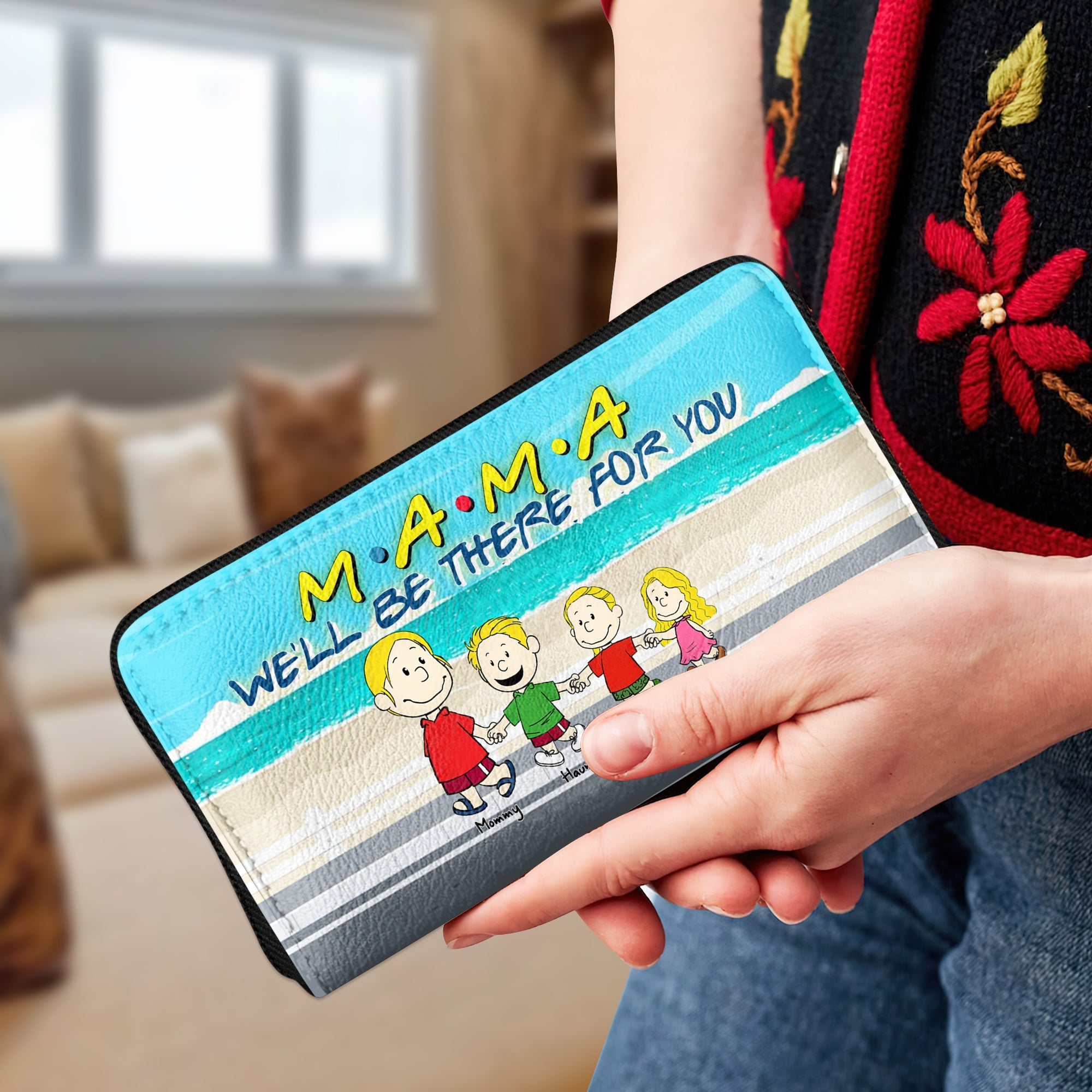 "M.A.M.A, We'll Be There For You" - Personalized Twill Faux Leather Wallet - Gift for Mom, Grandma, and Loved Ones Leather Wallet PopCulturePrints
