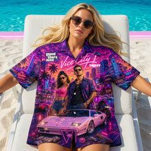 Load image into Gallery viewer, Experience the Vibe of Vice City - Neon Beach City Hawaiian Shirt - Personalized Gift for Everyone