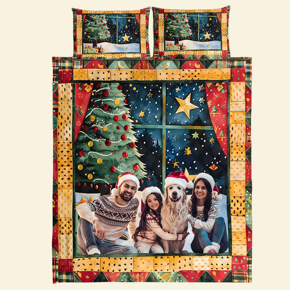 Custom Family Photo Quilt Bedding Set - Holiday Edition Blanket PopCulturePrints