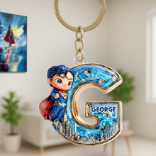 Load image into Gallery viewer, “Unlock Your Superhero Spirit!” - Initial Letter Keychain - Personalized Gift for Kids, Friends, and Family Keychains PopCulturePrints