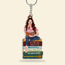 Load image into Gallery viewer, Personalized Book Lover's Keychain - Custom Reading Girl Keychains PopCulturePrints