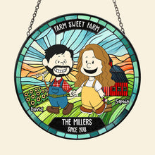 Load image into Gallery viewer, Unique Personalized Valentine's Day Gifts for Farmer Couples - Stained Glass Suncatcher Ornament PopCulturePrints