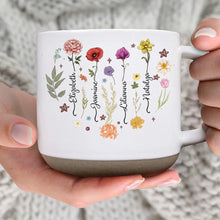 Load image into Gallery viewer, "Celebrate Each Month with Unique Floral Designs" - Personalized Pottery Mug - Gift for Mom, Grandma, and Loved Ones Pottery Mug PopCulturePrints