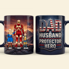 Load image into Gallery viewer, “A Dad's Love is Super!” - Proud Dad and Kids Magic Coffee Mug - Personalized Gift for Dad, Grandpa and More Coffee Mug PopCulturePrints