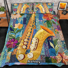 Load image into Gallery viewer, Vibrant Saxophone Quilt Bed Set - Perfect Gift for Saxophone Lovers Blanket PopCulturePrints