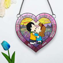 Load image into Gallery viewer, Personalized Kissing Couple Suncatcher Ornament - Unique Gift for Couples Suncatcher PopCulturePrints