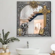 Load image into Gallery viewer, “Faith is the Shield” - Armor & Prayer Wall Hanging Mirror - Personalized Christian Gift for Any Occasion Mirror PopCulturePrints