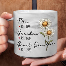 Load image into Gallery viewer, “Celebrate Her Love” - Personalized Marble Mug - Gift for Mom, Grandma, and Great Grandma Marble Mug PopCulturePrints