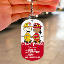 Load image into Gallery viewer, Personalized Firefighter Couple Keychain - Unique Valentine's Day Gifts for Heroes & Loved Ones Keychains PopCulturePrints