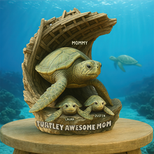 Load image into Gallery viewer, Turtley Awesome Mom: A Heartfelt Personalized Gift for Mom and Grandma Shaped Plaques PopCulturePrints