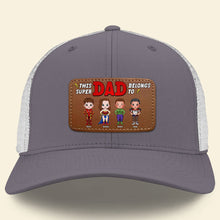 Load image into Gallery viewer, Custom Super Dad Leather Patch Hat - Personalized with Kids' Names Caps PopCulturePrints