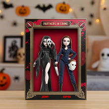 Load image into Gallery viewer, “Partners in Crime” - Personalized Horror Besties Plaque for Best Friends Shaped Plaques PopCulturePrints