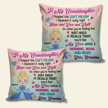 Load image into Gallery viewer, Personalized Princess Pillow for Granddaughter - Heartfelt Hug from Grandma Pillow PopCulturePrints