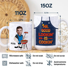 Load image into Gallery viewer, "Mr. Good Lookin' Is Cookin'" - Custom Photo Grilling Apron & Personalized Mug - Unique Gift for Dad, Grandpa, and BBQ Lovers Mug PopCulturePrints
