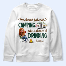 Load image into Gallery viewer, Weekend Forecast: Camping with a Chance of Drinking - Personalized T-Shirt for Adventure Lovers T-shirt PopCulturePrints