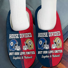 Load image into Gallery viewer, Personalized American Football Couple Slippers - House Divided Love United Shoes PopCulturePrints