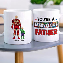 Load image into Gallery viewer, Marvelous Father Personalized Superhero Coffee Mug Coffee Mug PopCulturePrints