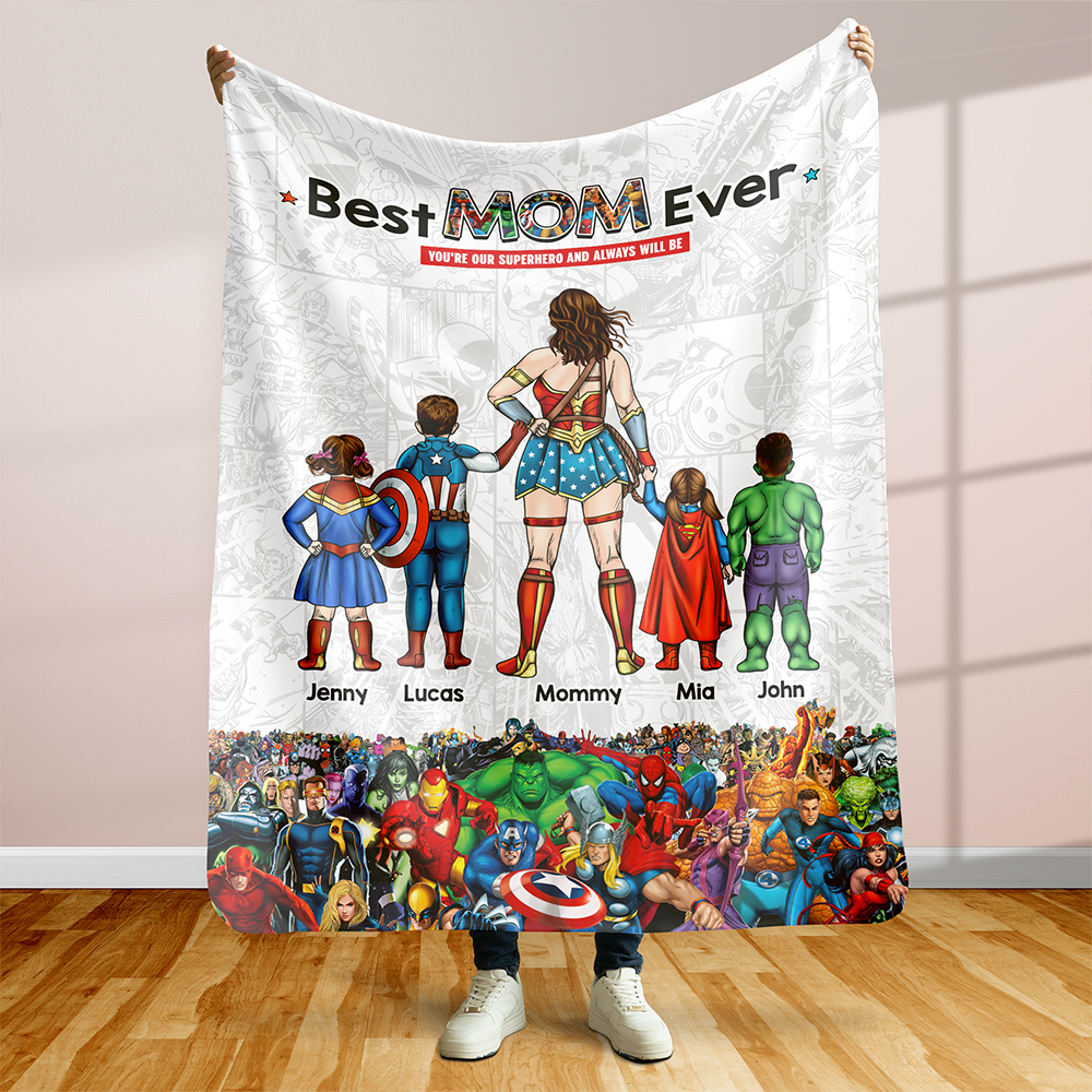 Best MOM Ever Blanket - Personalized Gift for Mom, Grandma, or Any Superhero Blanket PopCulturePrints