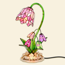 Load image into Gallery viewer, "Rooted in Mom Love" - Custom Personalized Lily Flower Acrylic Plaque - Gift for Mom, Grandma and Loved Ones Light Box PopCulturePrints