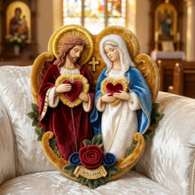 Load image into Gallery viewer, Sacred Hearts Christian Pillow - Personalized Gift for Faith-filled Families Pillow PopCulturePrints