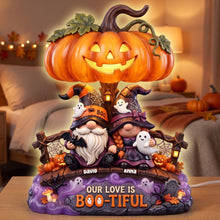 Load image into Gallery viewer, Our Love Is Boo-tiful Gnome Couple Acrylic Light Box - Personalized Gift for Halloween Lovers