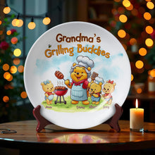 Load image into Gallery viewer, Grandma’s Grilling Buddies - Personalized Round Plate - Perfect Gift for Grandma, Mom, and Family Ceramic Round Plate PopCulturePrints