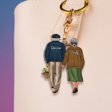 Load image into Gallery viewer, Unique Personalized Keychain for Old Couples - Hand in Hand Design | Valentine's Day Gifts Keychains PopCulturePrints