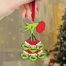 Load image into Gallery viewer, Personalized Christmas Ornament with Family Names - Grinch Hand Design Ornament PopCulturePrints