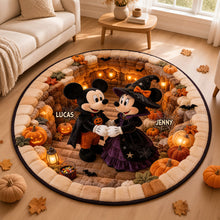 Load image into Gallery viewer, Spooky Little Mouse Round Mat - Personalized Halloween Gift for Couples