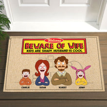 Load image into Gallery viewer, Welcome Home! 'Beware of Wife' Doormat - Personalized Gift for Family & Friends Doormat PopCulturePrints