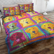 Load image into Gallery viewer, Colorful Labrador Retriever Dog Christmas Quilt Bed Set for Pet Lovers Blanket PopCulturePrints