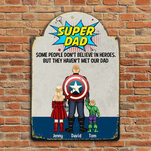 Load image into Gallery viewer, Super Dad Personalized Metal Sign with Kids Metal Signs PopCulturePrints