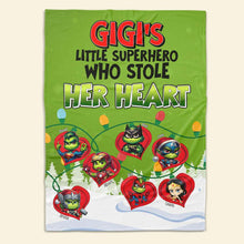 Load image into Gallery viewer, Personalized Superhero Heart Blanket for Grandma Blanket PopCulturePrints