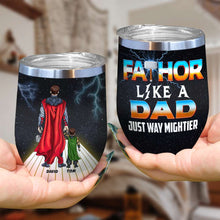 Load image into Gallery viewer, Personalized Super Dad & Kid Wine Tumbler Wine Tumbler PopCulturePrints