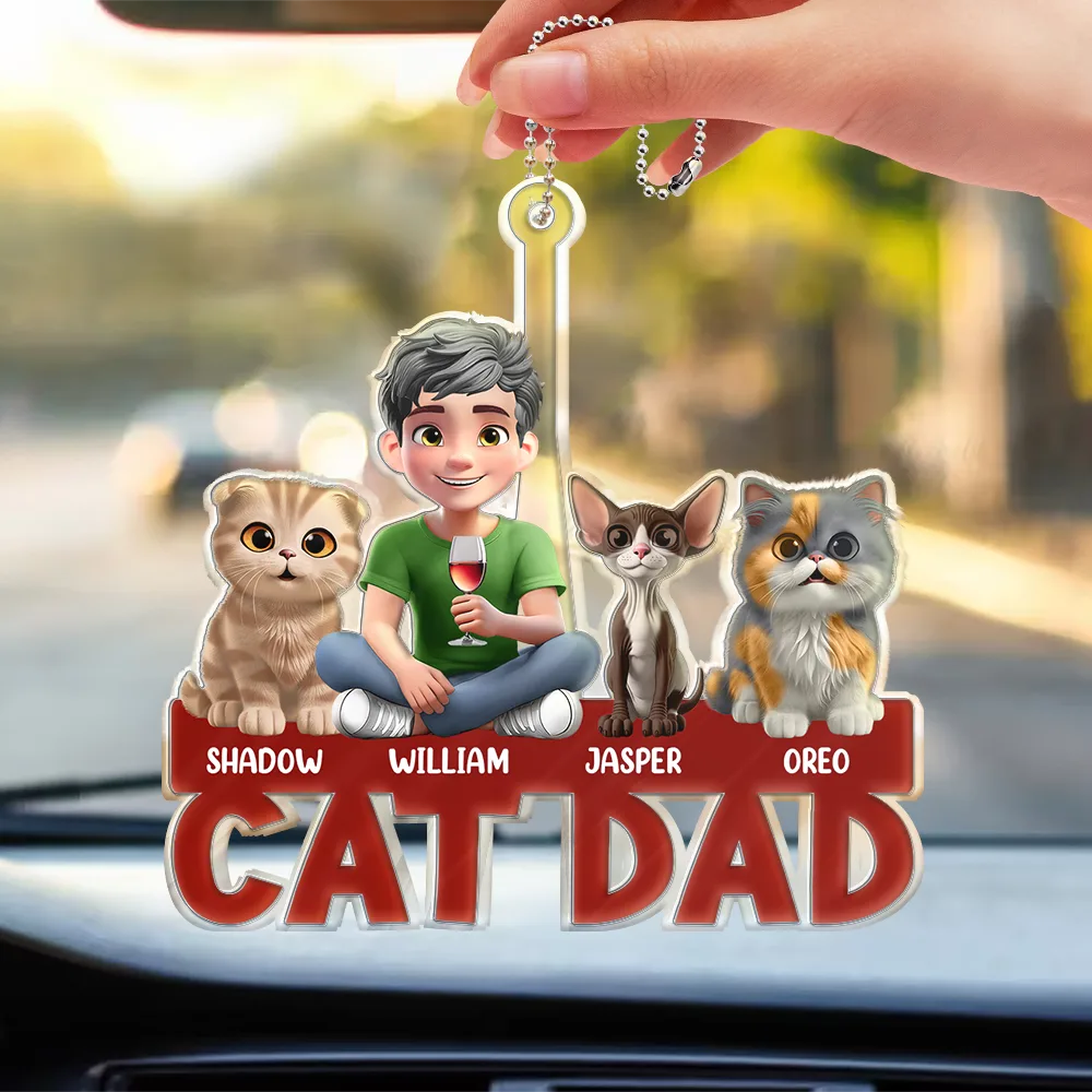 “Celebrate your love for your furry friends!” - Personalized Acrylic Car Hanger - Gift for Cat Dads, Cat Moms, and Pet Lovers Acrylic Car Hanger PopCulturePrints