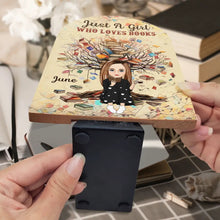 Load image into Gallery viewer, Just A Girl Who Loves Books - Personalized Wood Book Ends Wood Book Ends PopCulturePrints