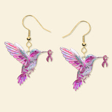 Load image into Gallery viewer, “Hope is the thing with feathers” - Personalized Hummingbird Earrings for Her, Meaningful Gift for Cancer Survivors & Loved Ones Earrings PopCulturePrints