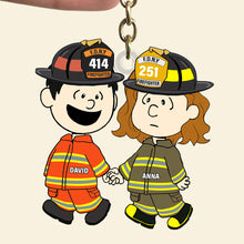 Load image into Gallery viewer, Customized Firefighter Couple Keychain - Perfect Valentine's Day Gifts Keychains PopCulturePrints