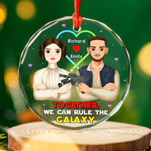 Load image into Gallery viewer, Personalized Galactic Couple Crystal Ornament - Perfect Valentine's Day Gifts for Sci-Fi Lovers Ornament PopCulturePrints