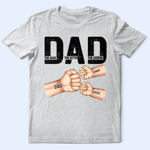 Load image into Gallery viewer, Dad: The Man, The Myth, The Legend - Personalized Fist Bump T-Shirt T-shirt PopCulturePrints