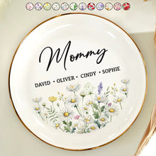 Load image into Gallery viewer, “Mommy’s Joy” - Personalized Round Ring Dish for Grandma, Mom, and Wonderful Women Ring Dish PopCulturePrints