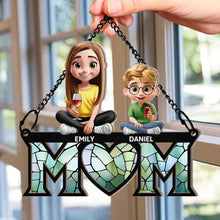 Load image into Gallery viewer, "We Love You Mom" - Personalized 3D Cartoon Window Hanging Suncatcher Ornament - Perfect Gift for Mom and Grandma Suncatcher Ornament PopCulturePrints