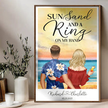 Load image into Gallery viewer, Sun, Sand, and a Ring On My Hand - Personalized Poster for Couples Poster PopCulturePrints