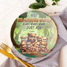 Load image into Gallery viewer, Best Mom Bear Ever - Personalized Round Plate for Loving Moms Ceramic Round Plate PopCulturePrints
